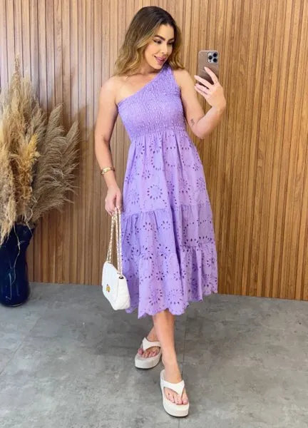 Vestido Nula Manga Laise - Lavanda