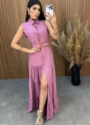 Vestido Olivia C/Cinto - Rosa Chá