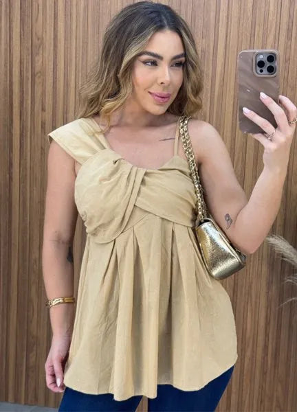 Blusa Madame Linho - Nude