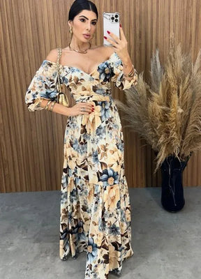 Vestido Mari Floral - Nude