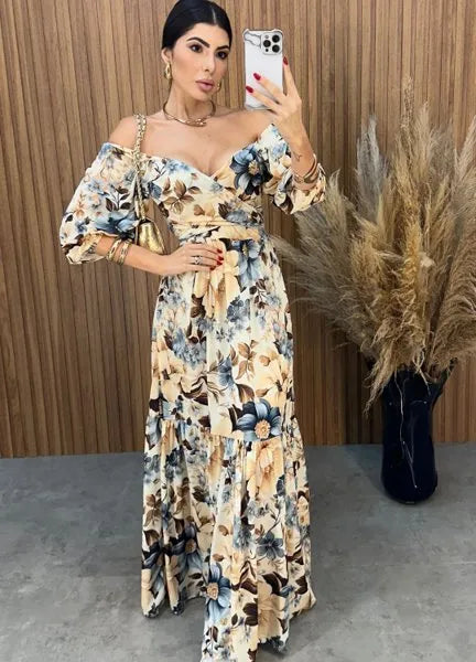 Vestido Mari Floral - Nude