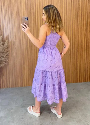 Vestido Nula Manga Laise - Lavanda