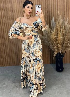 Vestido Mari Floral - Nude