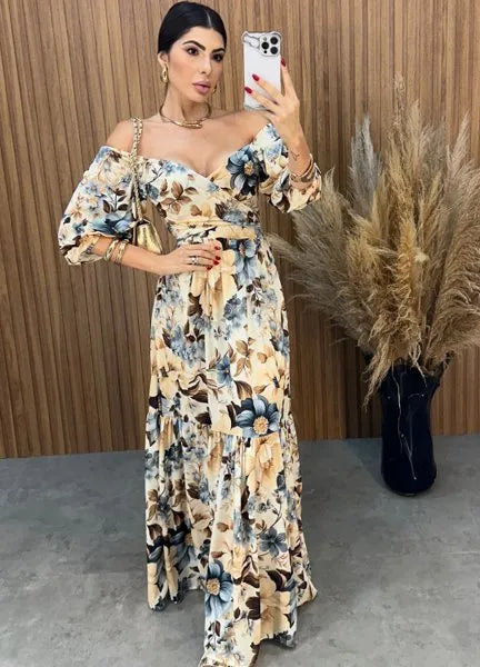 Vestido Mari Floral - Nude