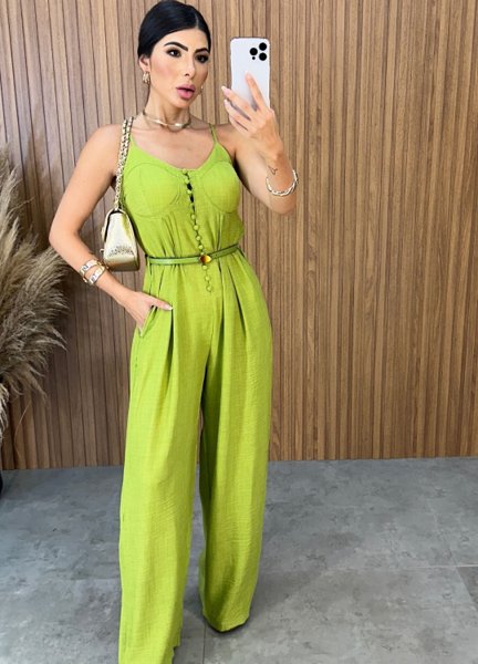 Macacão Pantalona Botões - Verde