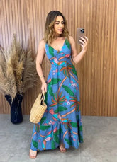 Vestido Maldivas Estampado - Azul