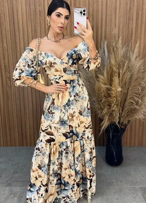 Vestido Mari Floral - Nude