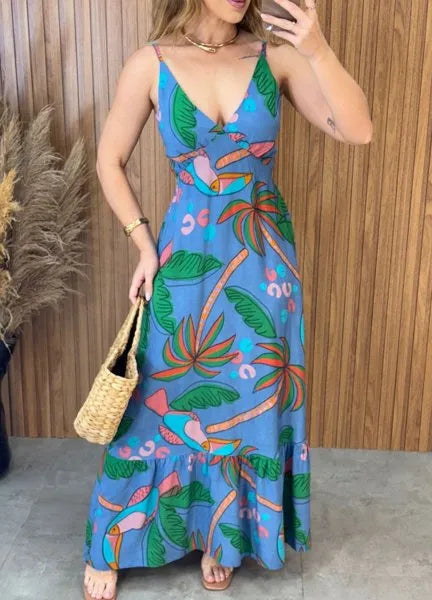 Vestido Maldivas Estampado - Azul