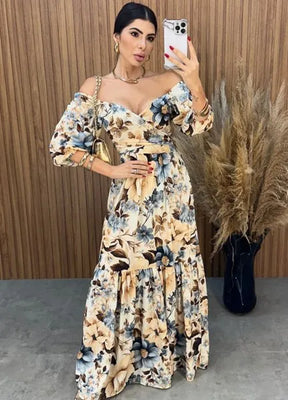 Vestido Mari Floral - Nude