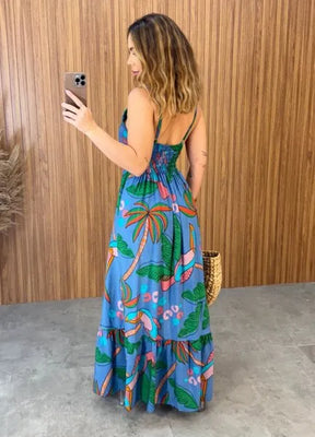 Vestido Maldivas Estampado - Azul