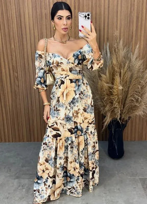 Vestido Mari Floral - Nude