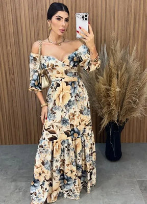 Vestido Mari Floral - Nude