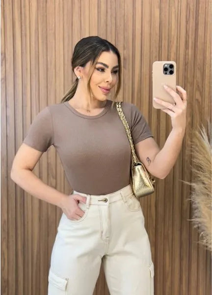 Blusa Alice Canelada - Nude