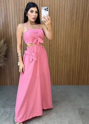 Vestido Vanessa Flower - Rosa