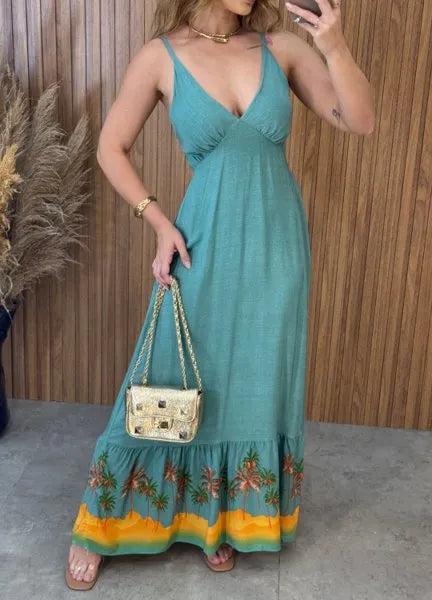 Vestido Maldivas Estampado - Verde