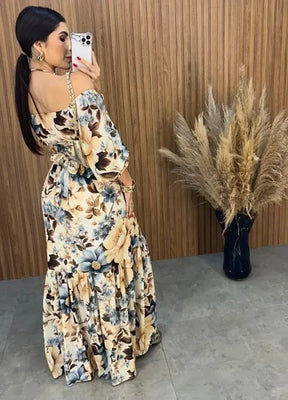 Vestido Mari Floral - Nude
