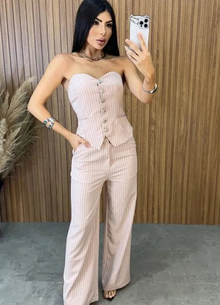 Conjunto Giulia Risca de Giz - Rosa