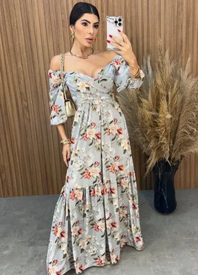Vestido Mari Floral - Ciano