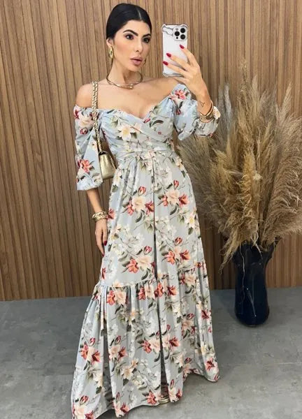 Vestido Mari Floral - Ciano