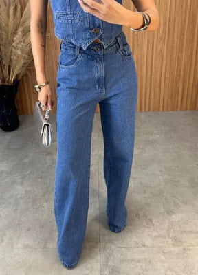 Calça Jeans Wide leg Iris - Lavagem Escura