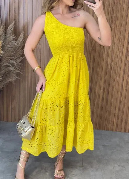 Vestido Nula Manga Laise - Amarelo