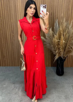 Vestido Olivia C/Cinto - Vermelho