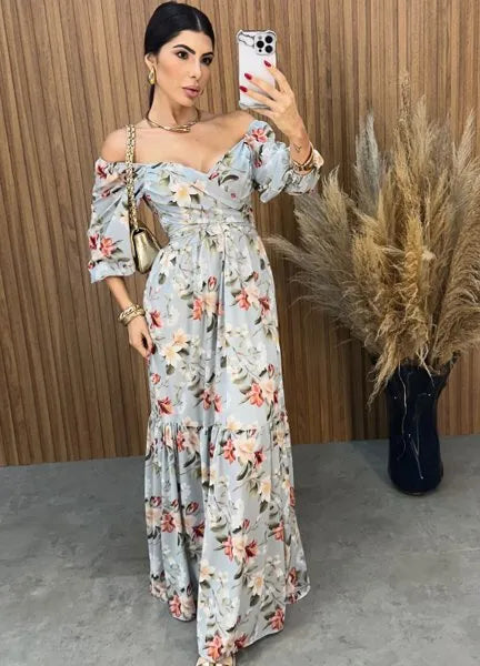 Vestido Mari Floral - Ciano