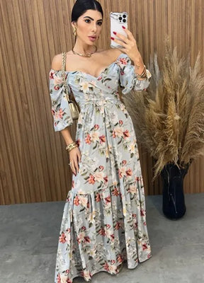 Vestido Mari Floral - Ciano
