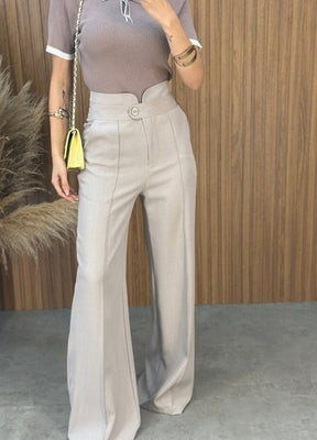 Calça Pantalona Amabel - Areia