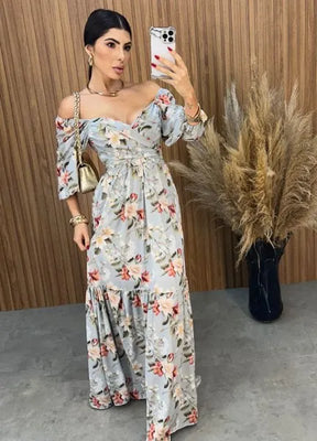Vestido Mari Floral - Ciano