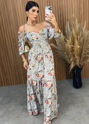 Vestido Mari Floral - Ciano