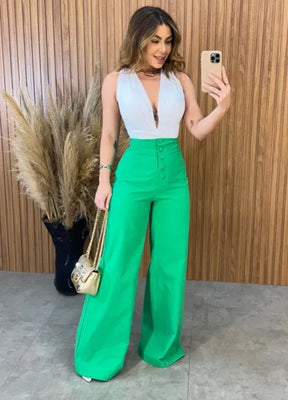 Calça Pantalona Linho - Verde