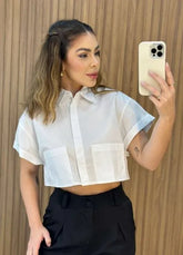 Camisa cropped Aline - Off