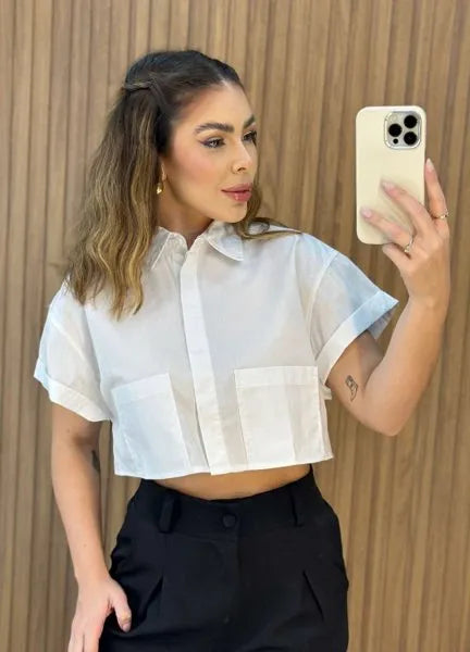Camisa cropped Aline - Off