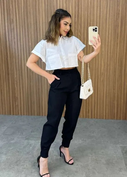 Camisa cropped Aline - Off