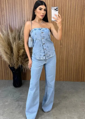 Blusa Jeans Camila - Lavagem Clara