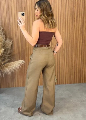 Calça Pantalona Nice - Marrom