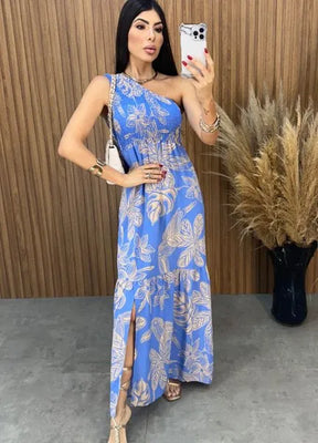 Vestido Maragogi Nula Manga - Azul
