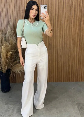 Calça Pantalona Amabel - Branco