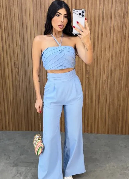 Conjunto Agatha Linho - Azul