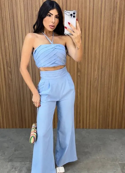 Conjunto Agatha Linho - Azul