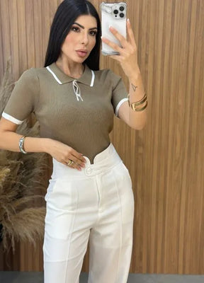 Blusa Tricot Elise- Caqui