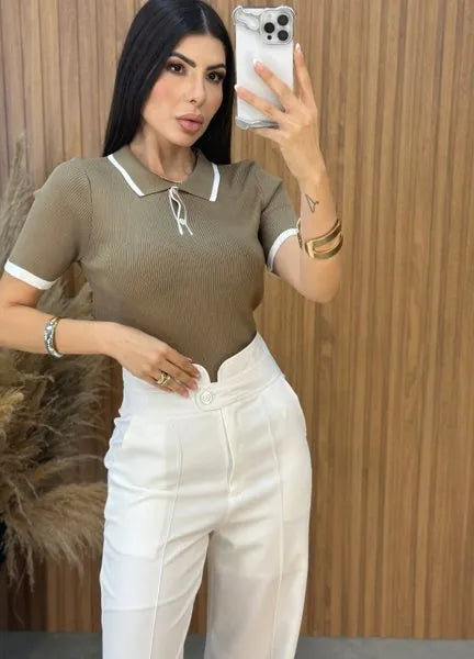 Blusa Tricot Elise- Caqui
