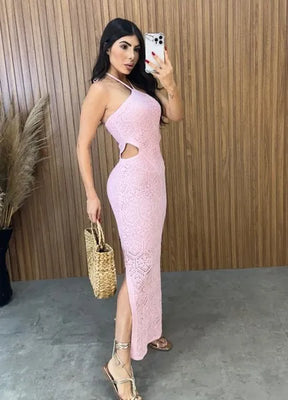 Vestido Sereia Tricot Modal - Rosa