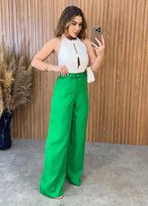 Calça Pantalona C/Cinto - Verde