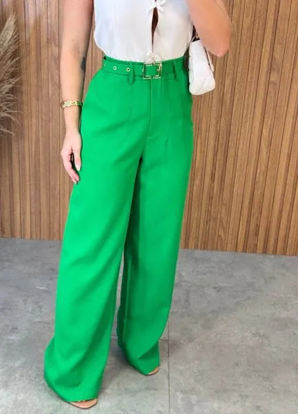 Calça Pantalona C/Cinto - Verde