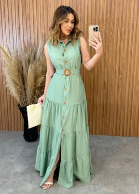 Vestido Olivia C/Cinto - Verde Menta
