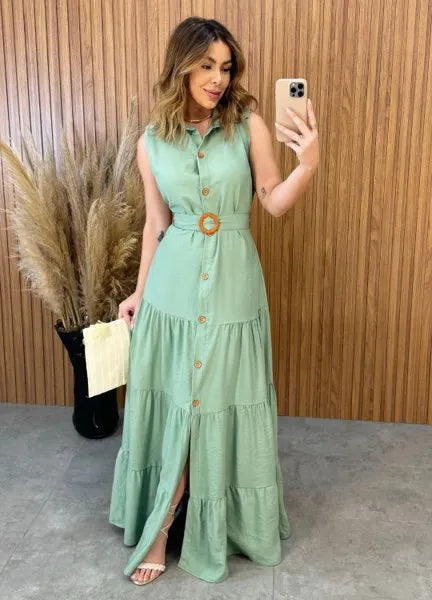 Vestido Olivia C/Cinto - Verde Menta