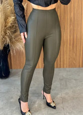 Calça Antonella Couro Eco - Verde militar
