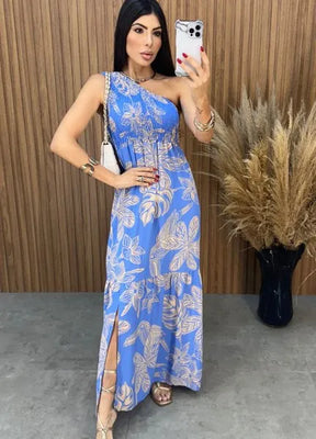 Vestido Maragogi Nula Manga - Azul